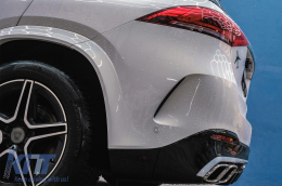 Задна дифузьор със Сребърен Накрайници за ауспух , подходящ за Mercedes GLE W167 SUV V167 Спортна линия (2019-Up) GLE 63 Дизайн-image-6089393
