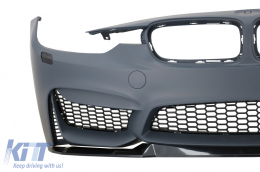 Комплект за каросерия с централни Решетки Kidney Double Stripe, подходящ за BMW 3 Series F30 (2011-2019) M3 CS Look Без фарове за мъгла-image-6077557