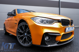 Комплект за каросерия с централни Решетки Kidney Double Stripe, подходящ за BMW 3 Series F30 (2011-2019) M3 CS Look Без фарове за мъгла-image-6077581