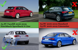 Дифузьор на Задна Броня с изпускателна система, подходящ за Audi A3 8V Facelift Хечбек Sportback (2016-2019) S-Line Броня S3 Дизайн-image-6077713