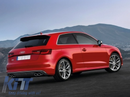 Дифузьор на Задна Броня с изпускателна система Черен подходящ за AUDI A3 8V Хечбек Sportback (2012-2015) S3 Дизайн-image-6077730