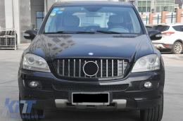 Централна Предна Решетка подходяща за Mercedes ML W164 (2005-2008) GT-R Panamericana Дизайн Черен Хром-image-6087396