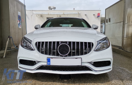 Предна Броня с двоен дифузьор и накрайници за ауспух, подходяща за Mercedes C-Class C205 Купе A205 Cabriolet (2014-2019) C63 Дизайн-image-6095530
