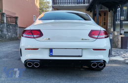 Предна Броня с двоен дифузьор и накрайници за ауспух, подходяща за Mercedes C-Class C205 Купе A205 Cabriolet (2014-2019) C63 Дизайн-image-6095532