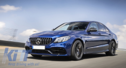 Предна Броня със Задна дифузьор, подходяща за Mercedes C-Class A205 Cabriolet C205 Купе (2014-2019) C63 Дизайн Черен-image-6077993