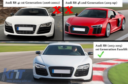 Предна Решетка подходяща за Audi R8 42 1st Generation Facelift (2013-2015) RS Дизайн Гланцирано черно-image-6087016