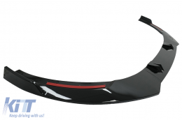 Допълнителен спойлер на предната броня, подходящ за Audi A6 4K C8 (2018-up) Piano Black-image-6083171