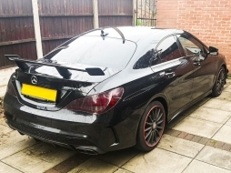Задна дифузьор с Хром Накрайници за ауспух, подходящ за Mercedes CLA W117 X117 Shooting Brake (2013-2018) Спорт Pack-image-6079780