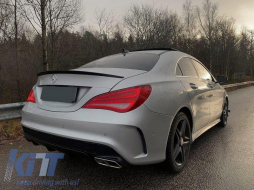 Задна дифузьор с Хром Накрайници за ауспух, подходящ за Mercedes CLA W117 X117 Shooting Brake (2013-2018) Спорт Pack-image-6079781