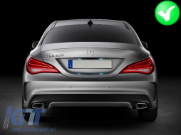 Задна дифузьор с Накрайници за ауспух Черен подходящ за Mercedes CLA W117 X117 Shooting Brake (2013-2018) Спорт Pack-image-6079815