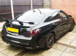 Задна дифузьор с Накрайници за ауспух Черен подходящ за Mercedes CLA W117 X117 Shooting Brake (2013-2018) Спорт Pack-image-6079816