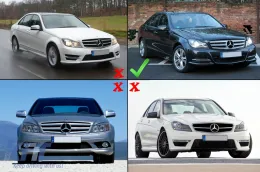 Устна на Предна Броня подходяща за Mercedes C-Class W204 S204 C204 Спортна линия Facelift (2011-2015) Piano Black-image-6083929