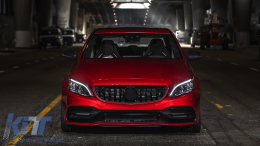 Предна Решетка подходяща за Mercedes C-Class C63 W205 Sedan S205 T-Modell A205 Cabriolet C205 Купе (03.2018-2020) с камера Изцяло Черен-image-6086632