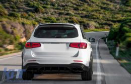 Задна дифузьор с Черен Накрайници за ауспух, подходящ за Mercedes GLC SUV X253 Facelift (2020-up) GLC63 Дизайн Нощен пакет-image-6084579