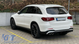 Задна дифузьор със Сребърен Накрайници за ауспух, подходящ за Mercedes GLC SUV X253 Facelift (2020-) GLC43 Дизайн-image-6104538