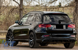 Задна дифузьор с Черен Накрайници за ауспух, подходящ за Mercedes GLC SUV X253 Facelift (2020-) GLC43 Дизайн Нощен пакет-image-6084460