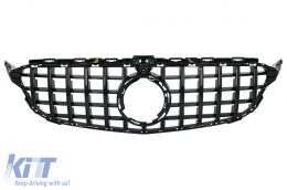 image-24-Предна Решетка , подходяща за Mercedes W205 Sedan S205 T-Modell A205 Cabriolet C205 Купе Facelift (03.2018-2020) с 360 камера изцяло Черен