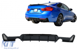 Дефузьор за задна броня подходящ за BMW 4 Series F32 F33 F36 (2013-2019) Купе Кабрио M Design Twin Single Outlet Piano Black-image-6085852