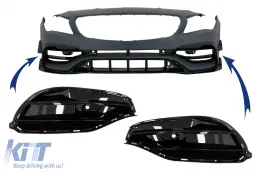 image-60-Странични решетки на Предна Броня , подходящи за Mercedes CLA W117 C117 X117 (2013-2018) Facelift CLA45 Дизайн Piano Black