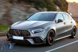 Удължение на Предна Броня , подходящо за Mercedes A-Class A45 W177 V177 (2018-нагоре) A45S Дизайн Piano Black-image-6085121