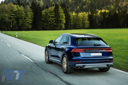 Дифузьор на спойлер на задната броня, двоен изход, подходящ за Audi Q8 S-Line (2018-) Сребърен накрайници-image-6087787