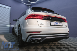 Дифузьор на спойлер на задната броня, двоен изход, подходящ за Audi Q8 S-Line (2018-) Сребърен накрайници-image-6089723