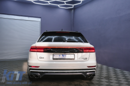 Дифузьор на спойлер на задната броня, двоен изход, подходящ за Audi Q8 S-Line (2018-) Сребърен накрайници-image-6089724