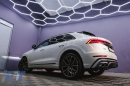 Дифузьор на спойлер на задната броня, двоен изход, подходящ за Audi Q8 S-Line (2018-) Сребърен накрайници-image-6089729