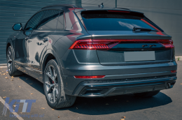 Дифузьор на спойлер на задната броня, двоен изход, подходящ за Audi Q8 S-Line (2018-) Сребърен накрайници-image-6095796