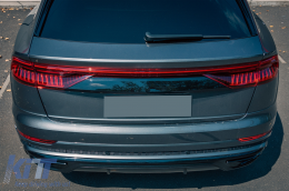 Дифузьор на спойлер на задната броня, двоен изход, подходящ за Audi Q8 S-Line (2018-) Сребърен накрайници-image-6095797