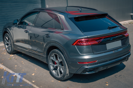 Дифузьор на спойлер на задната броня, двоен изход, подходящ за Audi Q8 S-Line (2018-) Сребърен накрайници-image-6095799