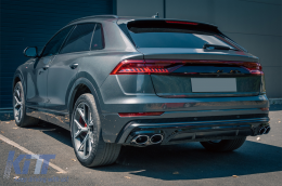 Дифузьор на спойлер на задната броня, двоен изход, подходящ за Audi Q8 S-Line (2018-) Сребърен накрайници-image-6095802