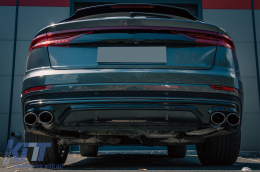 Дифузьор на спойлер на задната броня, двоен изход, подходящ за Audi Q8 S-Line (2018-) Сребърен накрайници-image-6095806