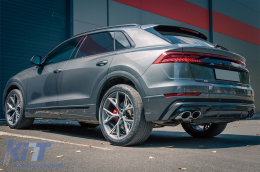 Дифузьор на спойлер на задната броня, двоен изход, подходящ за Audi Q8 S-Line (2018-) Сребърен накрайници-image-6095807
