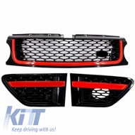 Комплект за тяло, подходящ за Land Range Rover Спорт L320 Facelift (2009-2013) Автобиографичен дизайн Черен / Red Решетка Edition-image-6086390