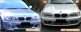 Централни решетки подходящи за BMW 3 Series E46 Купе Кабрио 2 Doors Facelift (2003-2005) М дизайн с двойна лента Piano Black-image-6090144