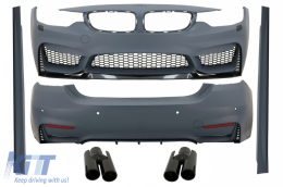 Пълен комплект за каросерия, подходящ за BMW 4 Series F32 Купе F33 Кабрио (2013-2019) с Накрайници за ауспух Piano Black M4 Дизайн-image-6087687
