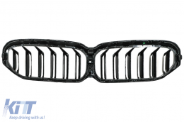 Централна бъбречна Решетка , подходяща за BMW 5 Series G30 G31 LCI (07.2020-up) Double Stripe Дизайн Piano Black-image-6088113