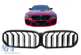 Централна бъбречна Решетка , подходяща за BMW 5 Series G30 G31 LCI (07.2020-up) Double Stripe Дизайн Piano Black-image-6092032