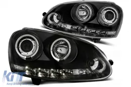 image-56-LED Angel Eyes Headlights suitable for VW Golf V 5 (2004-2009) Jetta (2005-2010) Black