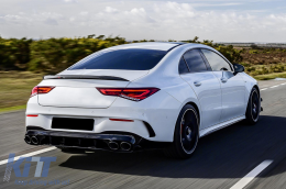 Задна дифузьор и накрайници на ауспуха, подходящи за Mercedes CLA X118 Shooting Brake C118 Купе Спортна линия (2019-up) CLA45S Дизайн Аеродинамичен Нощен пакет-image-6090654