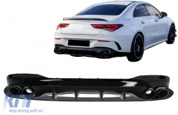 Задна дифузьор и накрайници на ауспуха, подходящи за Mercedes CLA X118 Shooting Brake C118 Купе Спортна линия (2019-up) CLA45S Дизайн Аеродинамичен Нощен пакет-image-6090811