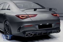 Задна дифузьор и Хром накрайници на ауспуха, подходящи за Mercedes CLA X118 Shooting Brake C118 Купе Спортна линия (2019-up) CLA45S Дизайн Аеродинамичен пакет-image-6090655