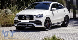 Предна Централна решетка , подходяща за Mercedes GLE SUV W167 V167 GLE Купе C167 Спортен пакет (2019-Up) GTR Panamericana Дизайн Гланцирано черно и Хром-image-6090320