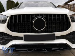 Предна Централна решетка , подходяща за Mercedes GLE SUV W167 V167 GLE Купе C167 Спортен пакет (2019-Up) GTR Panamericana Дизайн All Черен-image-6090326