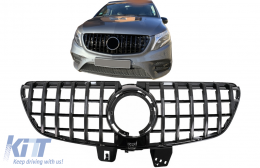 Централна решетка , подходяща за Mercedes V-Class W447 Facelift (2020-Up) TFSI R Panamericana Дизайн Черен-image-6090372