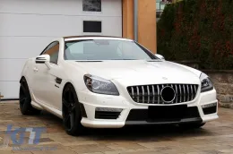 Предна Решетка с Долна решетка решетка, подходяща за Mercedes SLK R172 (2011-2015) GT-R Panamericana Дизайн Хром-image-6090233