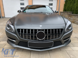 Предна Решетка подходяща за Mercedes SL-Class R231 (2012-2016) GT-R Panamericana Дизайн Черен Хром-image-6090239