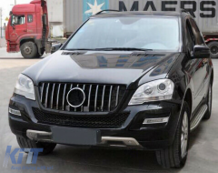Централна Предна Решетка подходяща за Mercedes ML W164 Facelift (07.2008-2011) GT-R Panamericana Дизайн Черен Хром-image-6090252