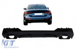 Дифузьор на Задна Броня с накрайници за ауспух, подходящ за BMW 4 Series G22 G23 M Sport (2020-up) M440i Дизайн Черен-image-6128036